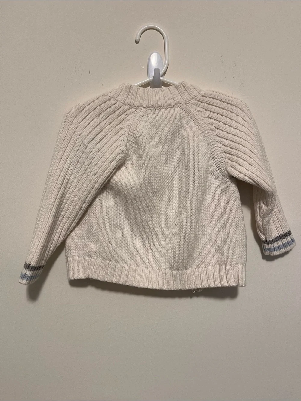 Old Navy Cream Zip Knit Cardigan with Navy & Gray Fair Isle